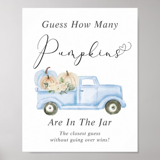 Poster Devinez combien de Citrouilles bébé garçon douche (Devant)