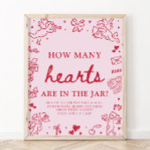 Poster Devinez combien de cœurs Baby Shower Saint-Valenti