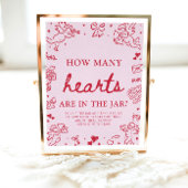 Poster Devinez combien de cœurs Baby Shower Saint-Valenti