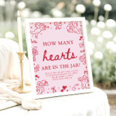 Poster Devinez combien de cœurs Baby Shower Saint-Valenti