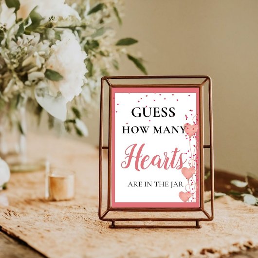 Poster Devinez combien de Coeurs valentine Fête des marié