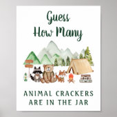 Poster Devinez combien de crackers Woodland Baby shower j (Devant)