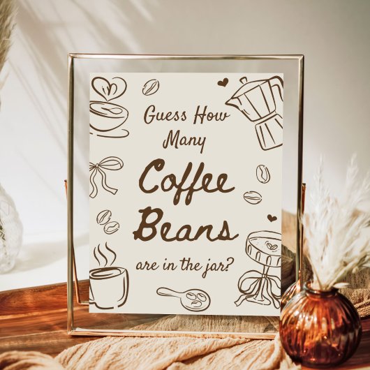 Poster Devinez combien de grains de café pour une Baby Sh
