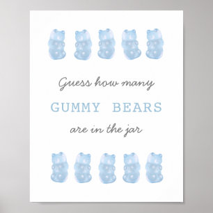 Poster Devinez combien de Gummy Bears Bébé Bleu Jeu Signe