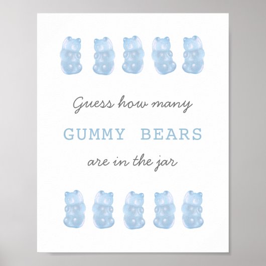 Poster Devinez combien de Gummy Bears Bébé Bleu Jeu Signe (Devant)