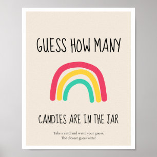 Poster Devinez combien de jeux de Baby showers Rainbow