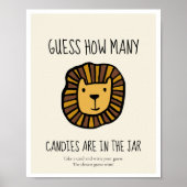 Poster Devinez combien de Lion Baby shower jeu (Devant)