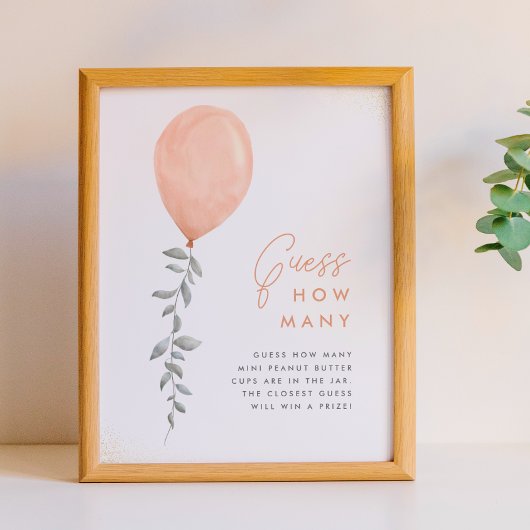 Poster Devinez combien de pancarte de Baby Shower avec ba