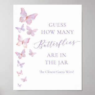 Poster Devinez combien de papillons pour la Baby Shower P