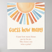 Poster Devinez combien de soleil boho jeu de baby shower (Devant)