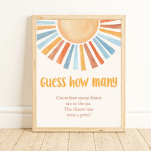 Poster Devinez combien de soleil boho jeu de baby shower