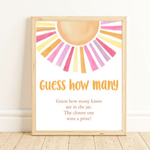 Poster Devinez combien de soleil boho jeu de baby shower