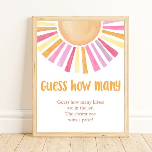 Poster Devinez combien de soleil boho jeu de baby shower