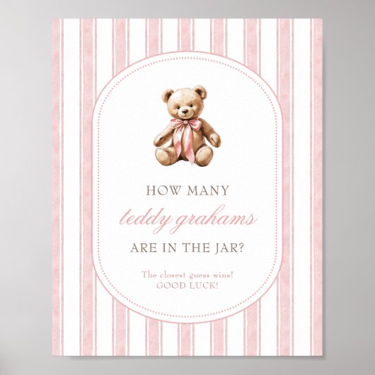Poster Devinez combien de Teddy Grahams Baby shower Jeu S (Devant)