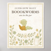 Poster Devinez combien de vers de livre Baby shower Story (Devant)