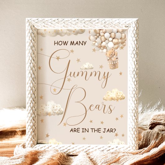 Poster Devinez combien d'ours de gummy Baby shower jeu