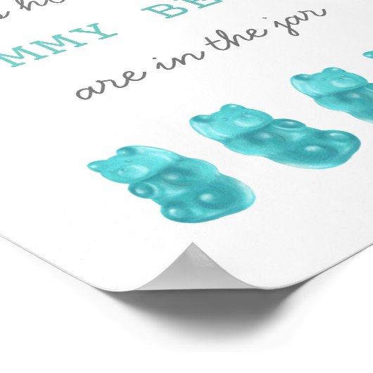 Poster Devinez combien d'ours de gummy Bleu Jeu signe (Coin)