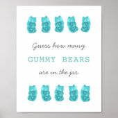 Poster Devinez combien d'ours de gummy Bleu Jeu signe (Devant)