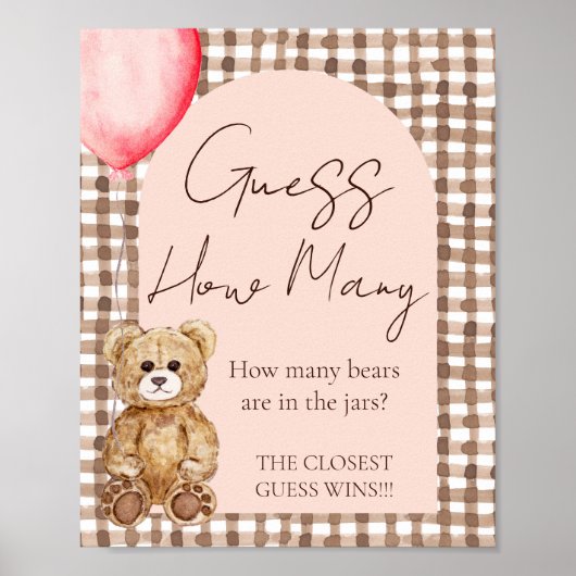 Poster Devinez combien Teddy Bear Baby shower table de je (Devant)