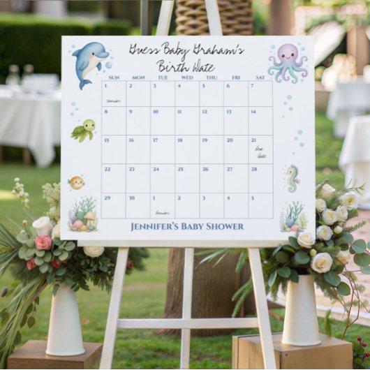 Poster Devinez la date de naissance de bébé pour la baby
