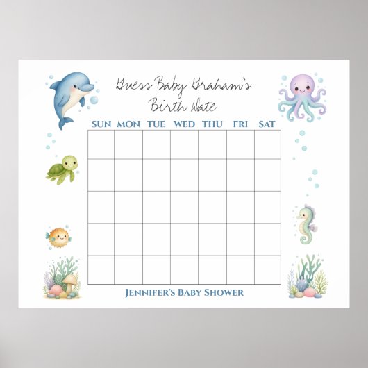 Poster Devinez la date de naissance de bébé pour la baby (Devant)