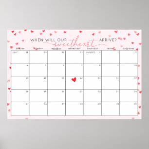 Poster Devinez la date d'échéance Petit Baby shower amour