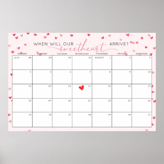 Poster Devinez la date d'échéance Petit Baby shower amour (Devant)