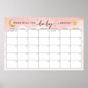 Poster Devinez la date d'échéance pour le jeu de Baby sho