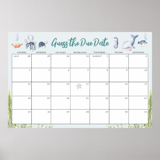 Poster Devinez la date d'échéance sous le jeu Baby shower (Devant)