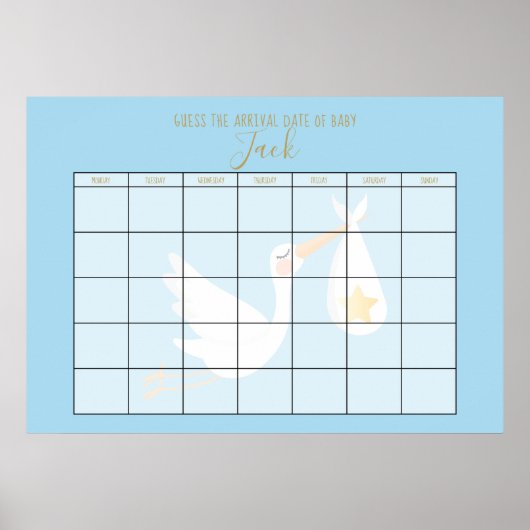 Poster Devinez la Date Prévue de l'Accouchement Cigogne L (Devant)