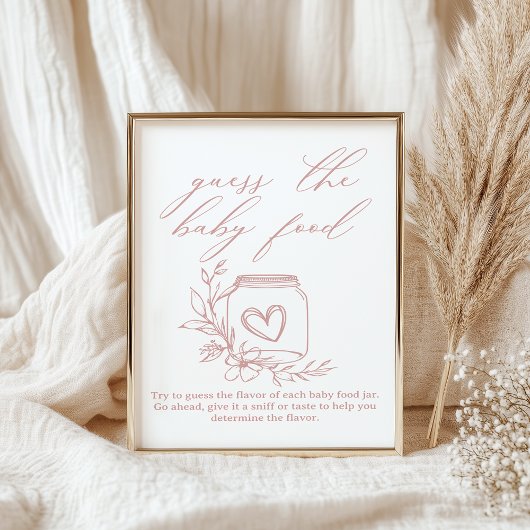 Poster Devinez la Nourriture pour Bébé Shower Floral Vint