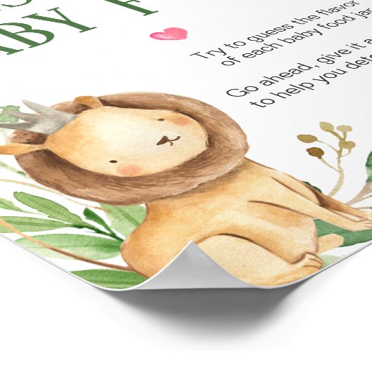Poster Devinez la nourriture pour bébé shower Greenery Li (Coin)