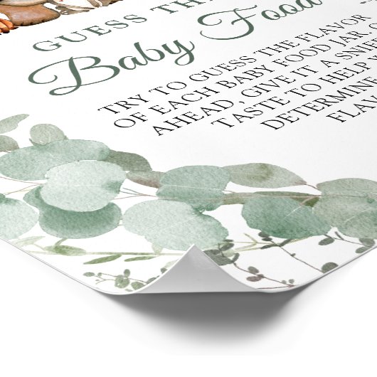 Poster Devinez le Baby shower de bois de nourriture pour  (Coin)