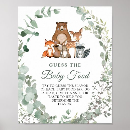 Poster Devinez le Baby shower de bois de nourriture pour (Devant)