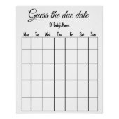 Poster devinez le jeu de baby shower de date d'échéance (Devant)