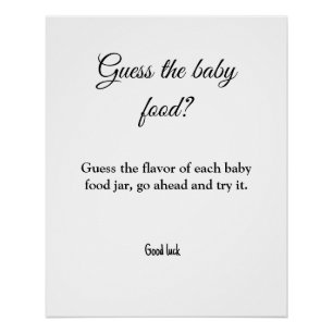 Poster devinez le jeu de baby shower de nourriture pour b