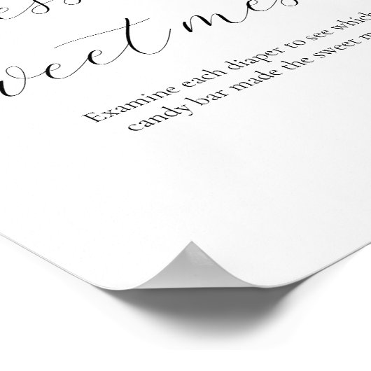 Poster Devinez le panneau du Baby shower du mess doux (Coin)