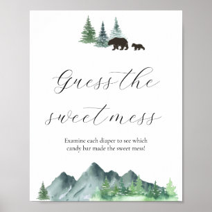 Poster Devinez le panneau du Baby shower du mess doux