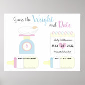 Poster Devinez le poids et la date du jeu de baby shower (Devant)