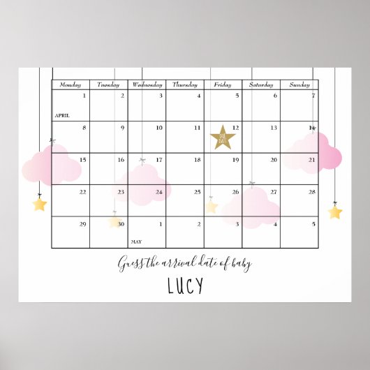 Poster Devinez les nuages de la date prévue étoiles jeu d (Devant)