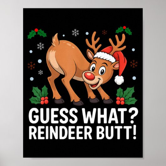 Poster Devinez Quel Renne Fesses Drôle Noël Hommes Renne (Devant)