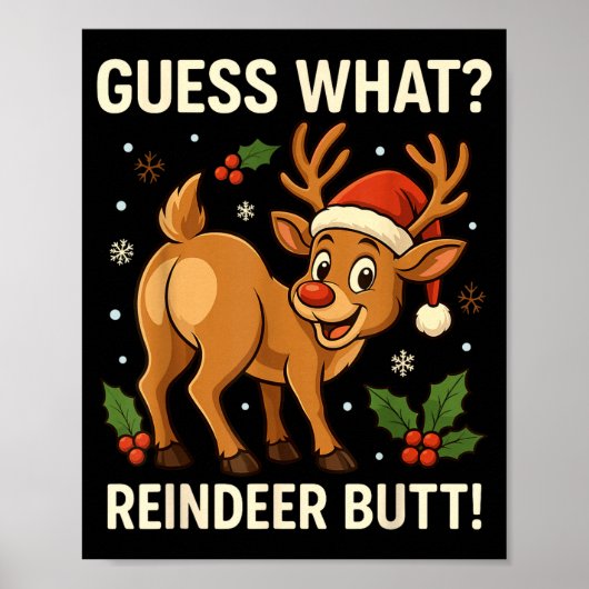 Poster Devinez Quel Renne Fesses Drôle Noël Hommes Renne (Devant)