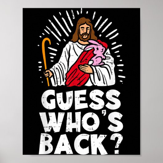 Poster Devinez qui est de retour Jésus Pâques Drôle Relig (Devant)