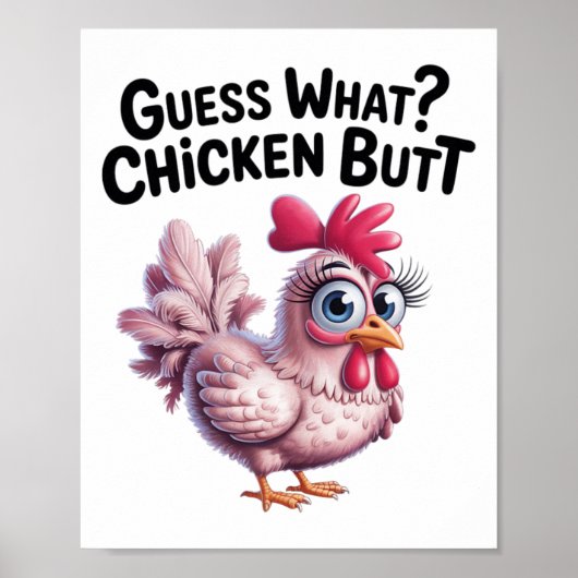 Poster Devinez quoi cul de poulet Clic Kids Blague Design (Devant)