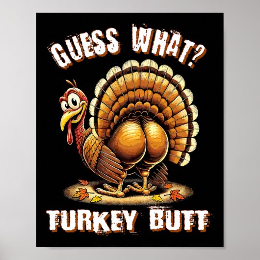 Poster Devinez quoi Dinde Fesses T-shirts de Thanksgiving (Devant)