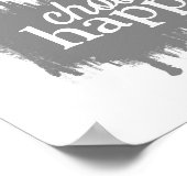 Poster devis de bonheur choisir gris et blanc heureux (Coin)