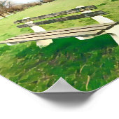 Poster Devis de jardin bleu automne ciel vert herbe art (Coin)