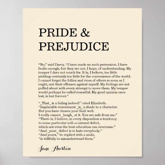 Poster Devis de livre personnalisable Jane Austen (Devant)