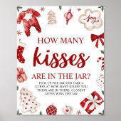 Poster Devis de Noël Combien de baisers Baby shower jeu (Devant)