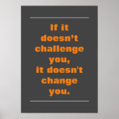 Poster Devis Défi Motivationnel Gris orange (Devant)